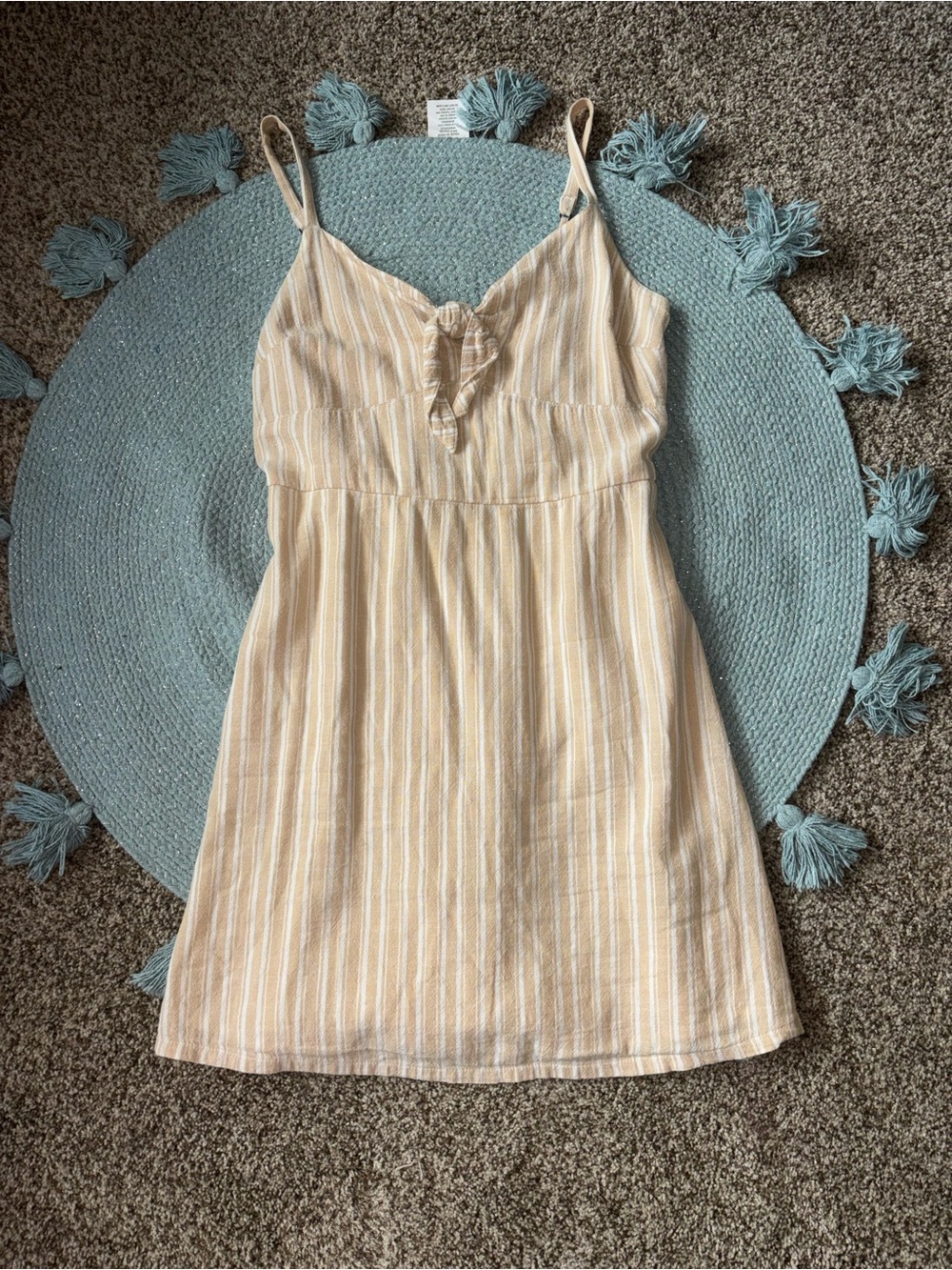 Hollister Striped Tie-Front Cami Dress in Cream and Tan